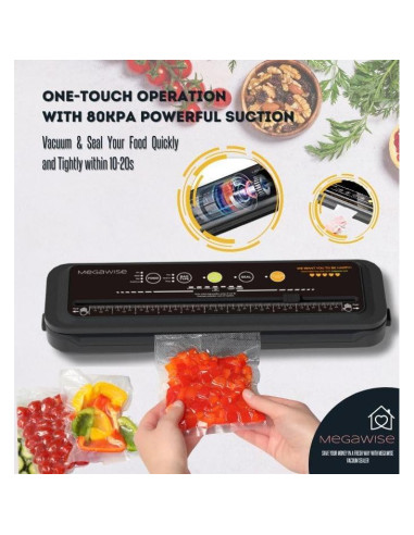 Sellador al Vacío MEGAWISE ZG3X Automático 120W Negro
