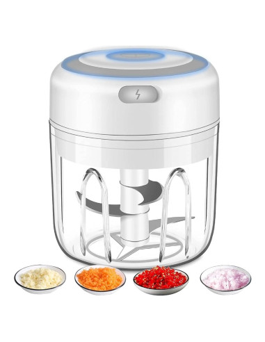 Mini Picadora Eléctrica NelMist 300ml Portátil USB Blanca