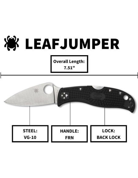 Cuchillo de bolsillo Spyderco Leafjumper VG-10 85g FRN negro Cuchillo de bolsillo Spyderco Leafjumper VG-10 85g FRN negro