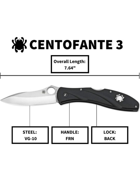 Cuchillo Plegable Spyderco Centofante 3 Acero VG-10 79.8mm Cuchillo Plegable Spyderco Centofante 3 Acero VG-10 79.8mm