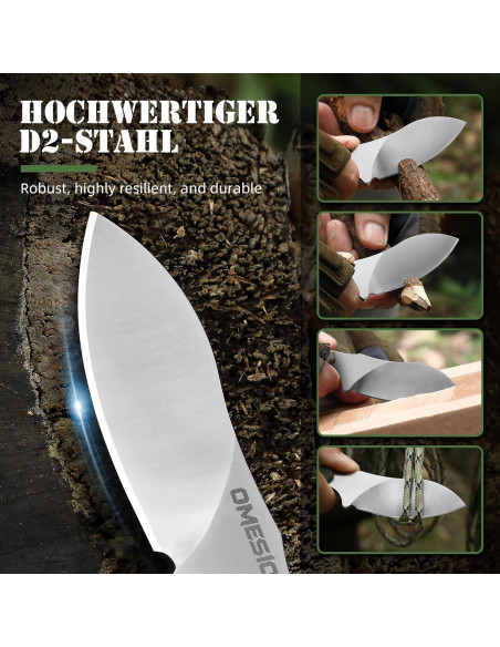 Cuchillo de Cuello Omesio ZLJR, Acero D2, 14.76 cm, Funda Kydex Cuchillo de Cuello Omesio ZLJR, Acero D2, 14.76 cm, Funda Kydex