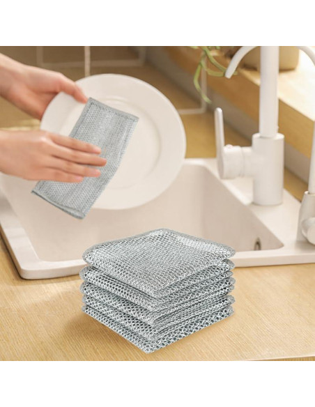 10 Trapos de Lavado de Platos de Alambre XBUYTO Gris 10 Trapos de Lavado de Platos de Alambre XBUYTO Gris