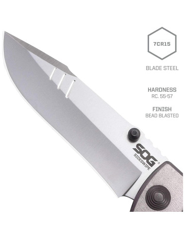 Cuchillo de bolsillo SOG Sideswipe 3.4" (8.64 cm) gris EDC