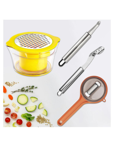 Juego de Herramientas de Cocina LINHUAAOO 4 en 1 Acero Inoxidable