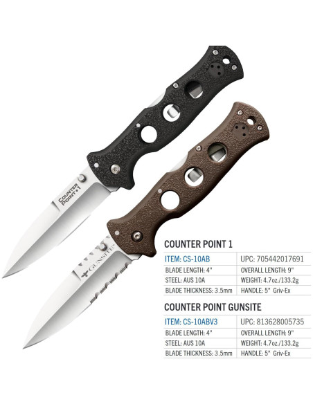 Cuchillo Plegable Cold Steel Counter Point 1 AUS10A 10.16 cm Cuchillo Plegable Cold Steel Counter Point 1 AUS10A 10.16 cm