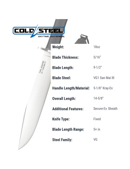 Cuchillo Táctico Cold Steel Trail Master 24.13 cm VG1 San Mai III Cuchillo Táctico Cold Steel Trail Master 24.13 cm VG1 San Mai III