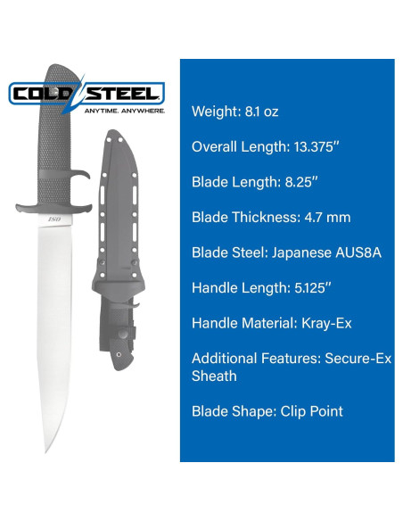 Cuchillo Fijo Cold Steel OSI AUS8A 21 cm con Funda Secure-Ex Cuchillo Fijo Cold Steel OSI AUS8A 21 cm con Funda Secure-Ex
