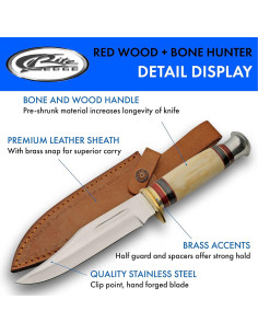 Cuchillo de Caza SZCO 29.2 cm con Mango de Hueso y Funda 2