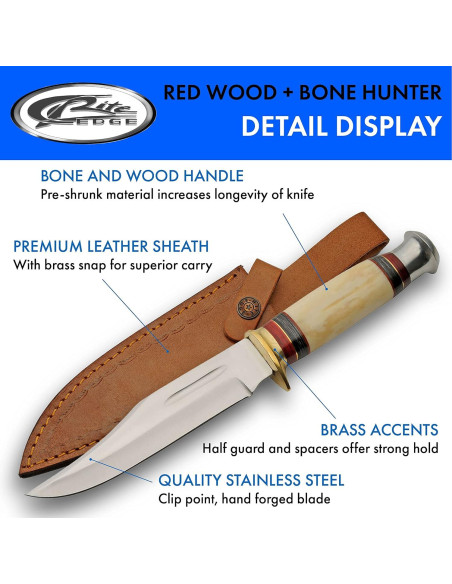 Cuchillo de Caza SZCO 29.2 cm con Mango de Hueso y Funda Cuchillo de Caza SZCO 29.2 cm con Mango de Hueso y Funda