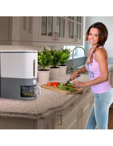 Dispensador de Arroz 20L Lenwi, Contenedor Alimentos Secos