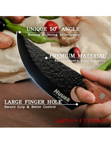 Cuchillo Huusk Forjado a Mano 12.7 cm Negro Titanio