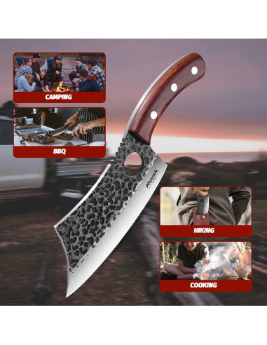 Cuchillo de Carnicero Huusk 16 cm Forjado a Mano con Mango de Roble