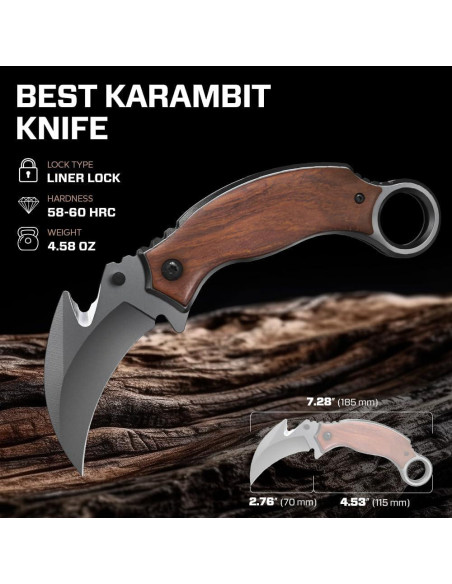 Cuchillo Plegable Karambit Grand Way de Madera 18.5 cm Cuchillo Plegable Karambit Grand Way de Madera 18.5 cm