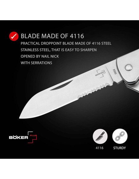 Cuchillo de Rescate Marítimo BKER PLUS Seenotretter 01 - Acero Inoxidable, Hoja Serrada, Plegable Cuchillo de Rescate Marítimo BKER PLUS Seenotretter 01 - Acero Inoxidable, Hoja Serrada, Plegable