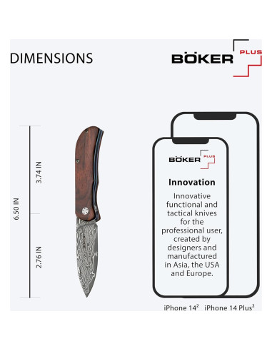 Cuchillo Boker Plus Exskelibur II Damasco Cocobolo 6.99 cm