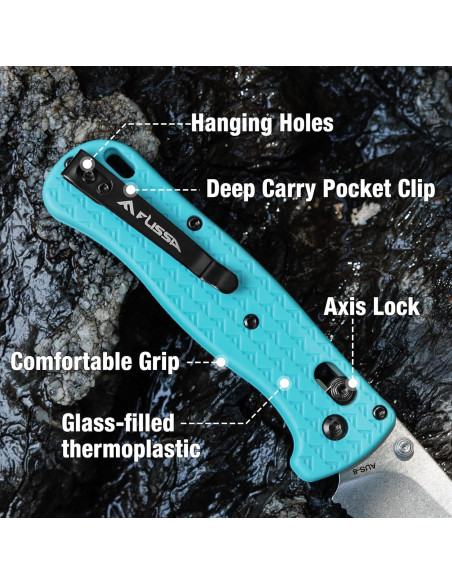 Cuchillo Plegable FLISSA EDC Azul 11.43 cm Acero AUS-8 Cuchillo Plegable FLISSA EDC Azul 11.43 cm Acero AUS-8