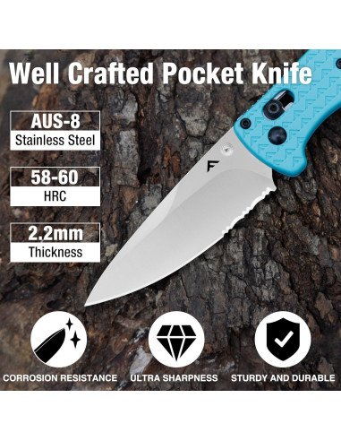 Cuchillo Plegable FLISSA EDC Azul 11.43 cm Acero AUS-8