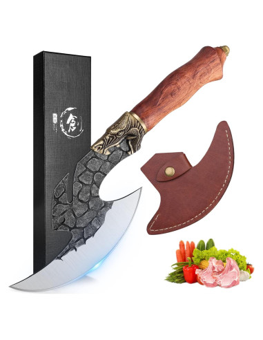 Cuchillo Cleaver ROCOCO 15.7 cm Acero Alto Carbono Mango Nogal