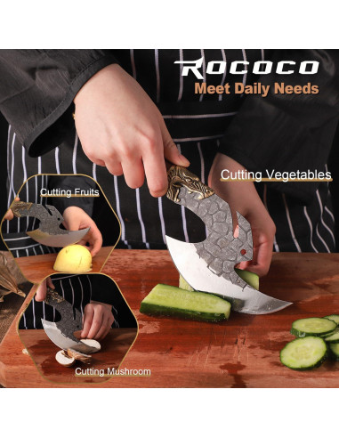 Cuchillo Cleaver ROCOCO 15.7 cm Acero Alto Carbono Mango Nogal