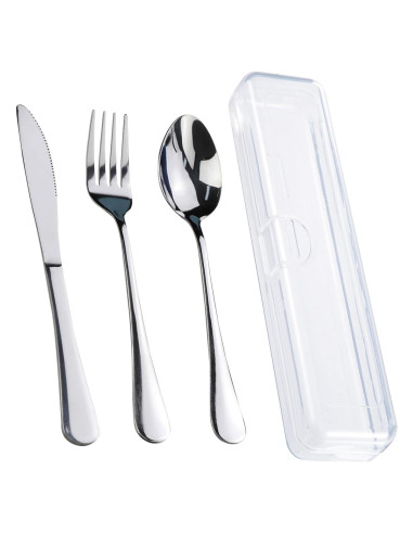 Juego de Utensilios de Viaje 4PCS Acero Inoxidable Lengnoyp