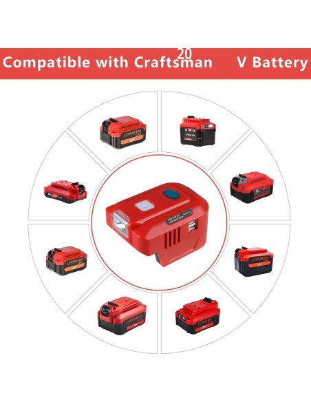Inversor de Potencia Portátil BTRUI 150W para Batería Craftsman 20V Inversor de Potencia Portátil BTRUI 150W para Batería Craftsman 20V