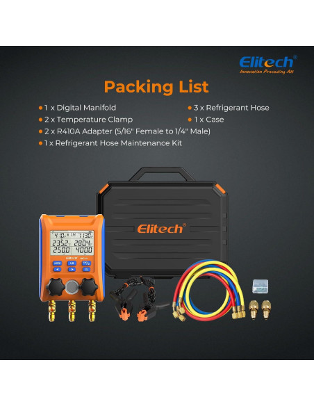 Manómetro Digital Elitech LMG-10Plus Doble Válvula HVAC Manómetro Digital Elitech LMG-10Plus Doble Válvula HVAC