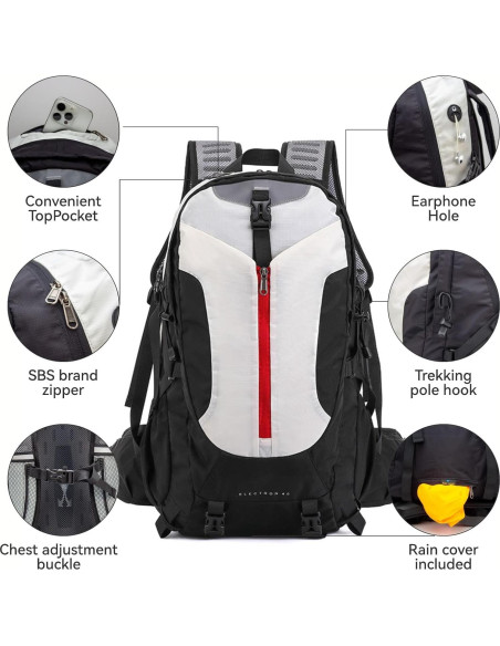Mochila de Senderismo UTIAMIAOGONGO 40L Impermeable Negra Mochila de Senderismo UTIAMIAOGONGO 40L Impermeable Negra