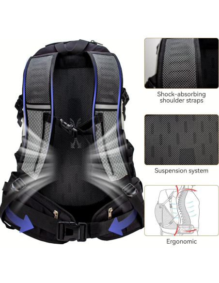 Mochila de Senderismo UTIAMIAOGONGO 40L Impermeable Negra Mochila de Senderismo UTIAMIAOGONGO 40L Impermeable Negra