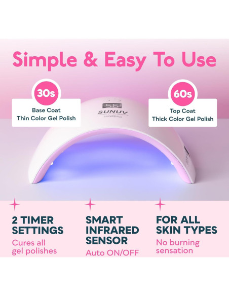Secador UV para Uñas SUNUV SUN9X Plus Rosa, 2 Temporizadores Secador UV para Uñas SUNUV SUN9X Plus Rosa, 2 Temporizadores