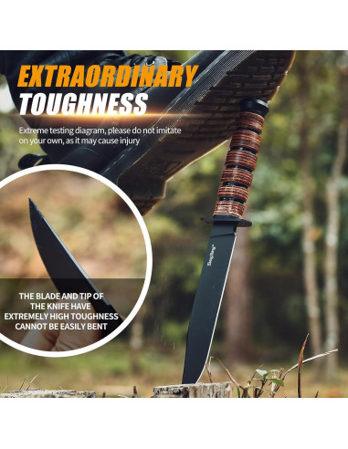 Cuchillo de Caza ZhengSheng 7" Acero DC53 con Funda de Cuero