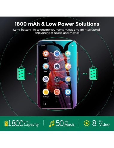 Reproductor MP3 Bluetooth TIMMKOO Q3E 72GB Pantalla Táctil 4"