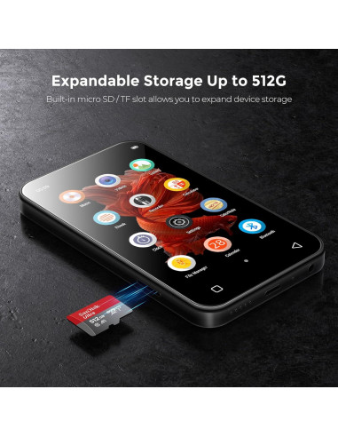 Reproductor MP3 Bluetooth TIMMKOO Q3E 72GB Pantalla Táctil 4"