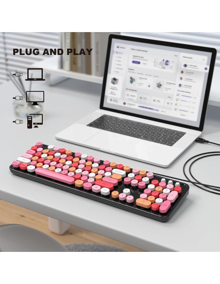 Teclado con Cable MOFII Estilo Máquina de Escribir Colorido Teclado con Cable MOFII Estilo Máquina de Escribir Colorido