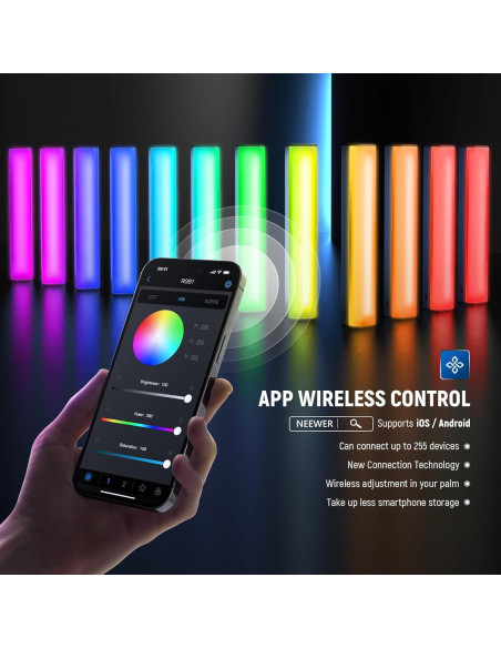 Tubo de Luz LED NEEWER RGB1 Portátil con Barndoor y Control APP Tubo de Luz LED NEEWER RGB1 Portátil con Barndoor y Control APP