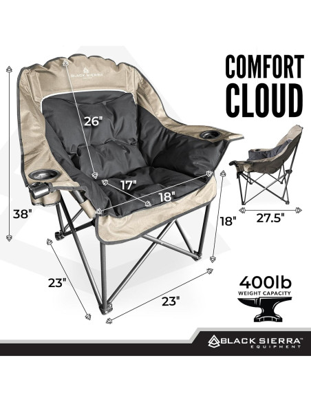 Silla de Camping Plegable Black Sierra Comfort Cloud XL - 181kg Silla de Camping Plegable Black Sierra Comfort Cloud XL - 181kg