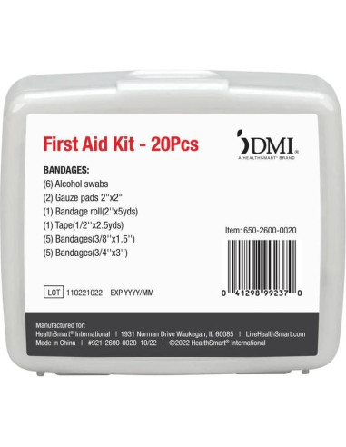 Kit de Primeros Auxilios DMI 20 Piezas Compacto Resistente al Agua