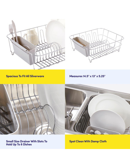 Estante Secar Platos Sweet Home 2 Piezas Plateado Compacto Estante Secar Platos Sweet Home 2 Piezas Plateado Compacto