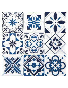 Azulejos Autoadhesivos LONGKING 10 Hojas Geométrico Azul