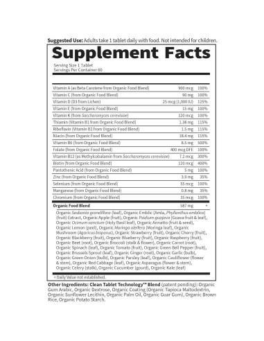 Multivitamínico Diario Orgánico Jardín de Vida 60 Tabletas