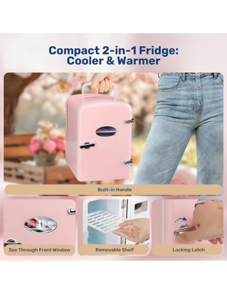 Refrigerador Mini Simple Deluxe 4L Rosa Portátil Ecológico Refrigerador Mini Simple Deluxe 4L Rosa Portátil Ecológico