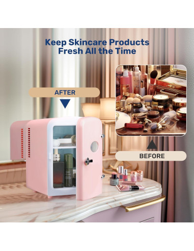 Refrigerador Mini Simple Deluxe 4L Rosa Portátil Ecológico