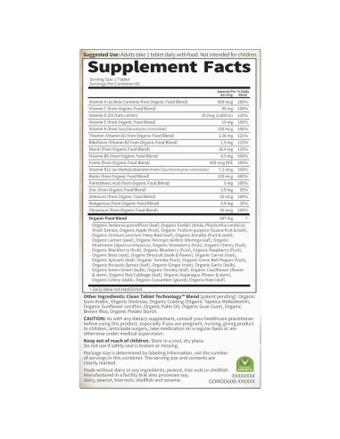 Multivitamínico Diario Orgánico Jardín de Vida 60 Tabletas