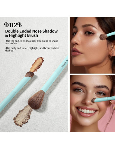 Juego de Brochas de Maquillaje EIGSHOW 3 Piezas Doble Cara
