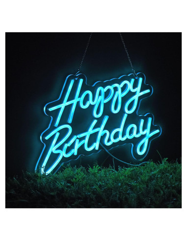 Letrero de Neón Feliz Cumpleaños Neonhonba 43x30 cm Azul