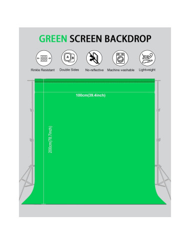 Fondo de Pantalla Verde PULUZ 1x2m con 4 Abrazaderas para Fotografía