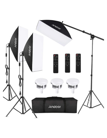 Kit de Iluminación Profesional Andoer con Softbox 50x70cm Kit de Iluminación Profesional Andoer con Softbox 50x70cm