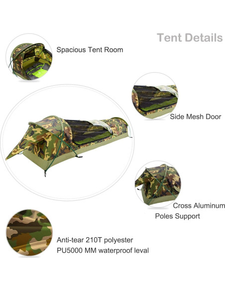 Tienda Bivy Ultraligera GEERTOP para 1 Persona Impermeable Tienda Bivy Ultraligera GEERTOP para 1 Persona Impermeable