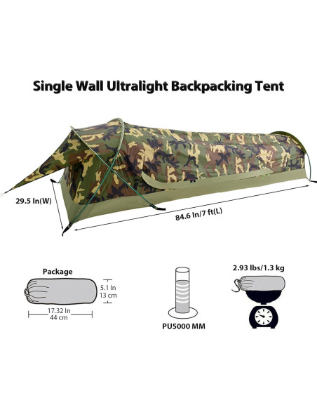 Tienda Bivy Ultraligera GEERTOP para 1 Persona Impermeable Tienda Bivy Ultraligera GEERTOP para 1 Persona Impermeable
