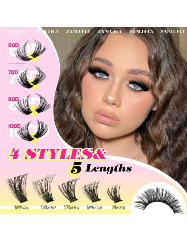 Grupos de Pestañas D-Curly Zanlufly 560Pcs 9-16MM