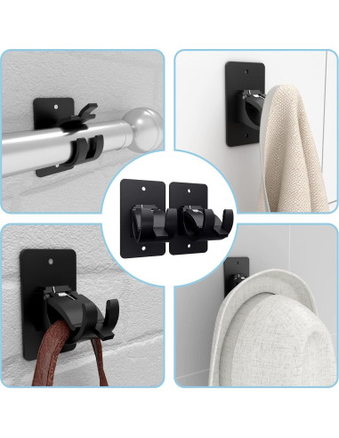 Soportes de Barra de Cortina Autoadhesivos AMZONHOME 2 Pcs Negro